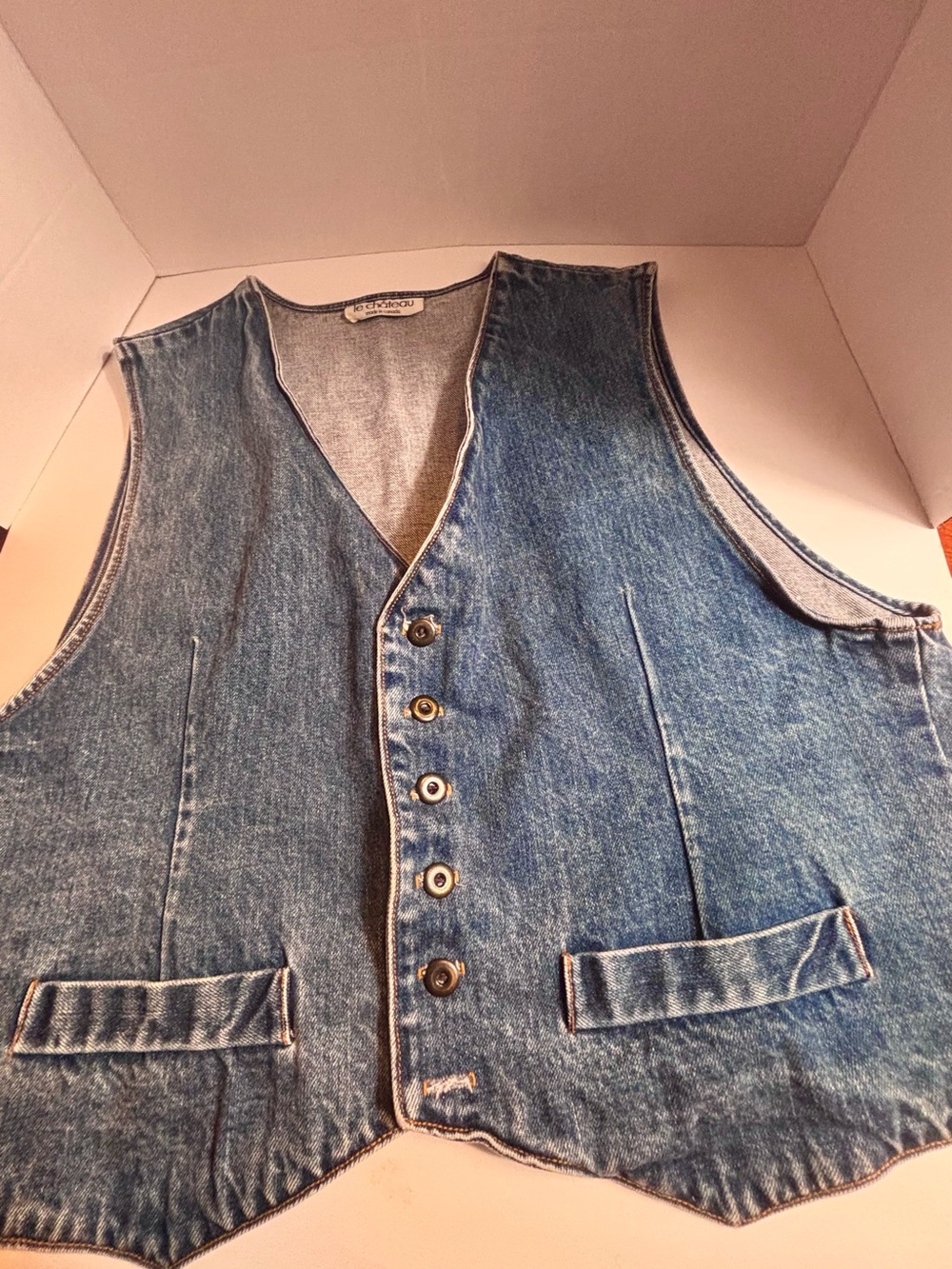 Vintage Le Château Denim Waistcoat Vest - Picture 2 of 4